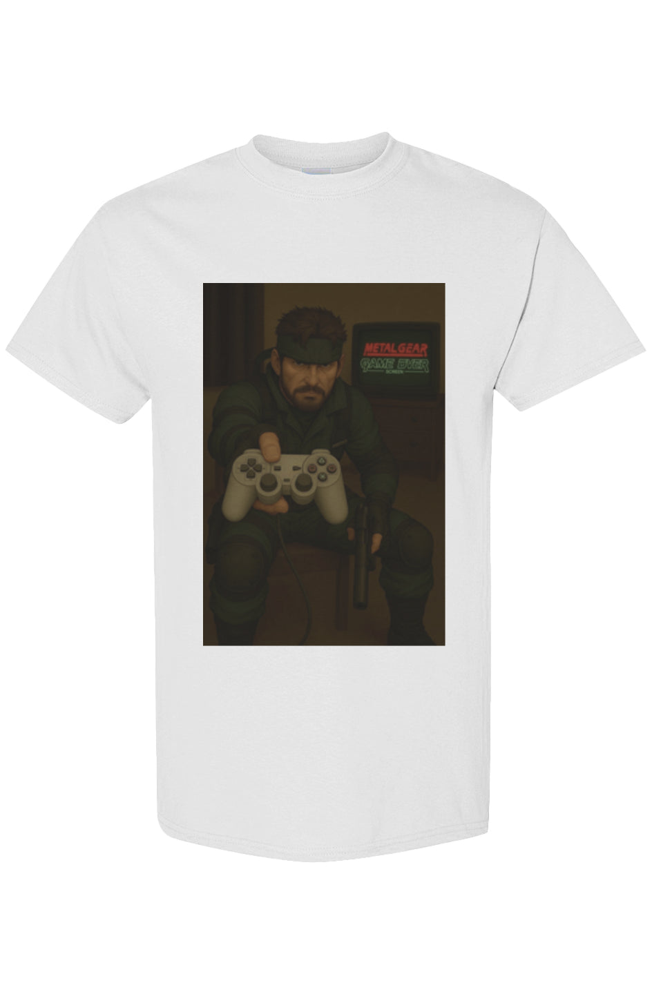 Metal gear solid inspired tee "kept you waiting huh?" (Battle worn snake)