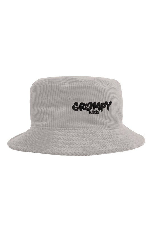 gk Cord Bucket Hat  bone(white) black embroidery